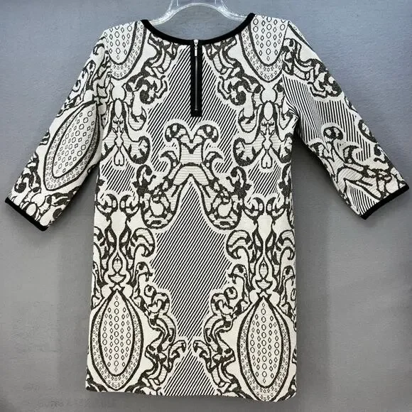 Isle by Melis Kozan Dress Women's Large White Black Knee Length Classic Cocktail - Picture 2 of 11